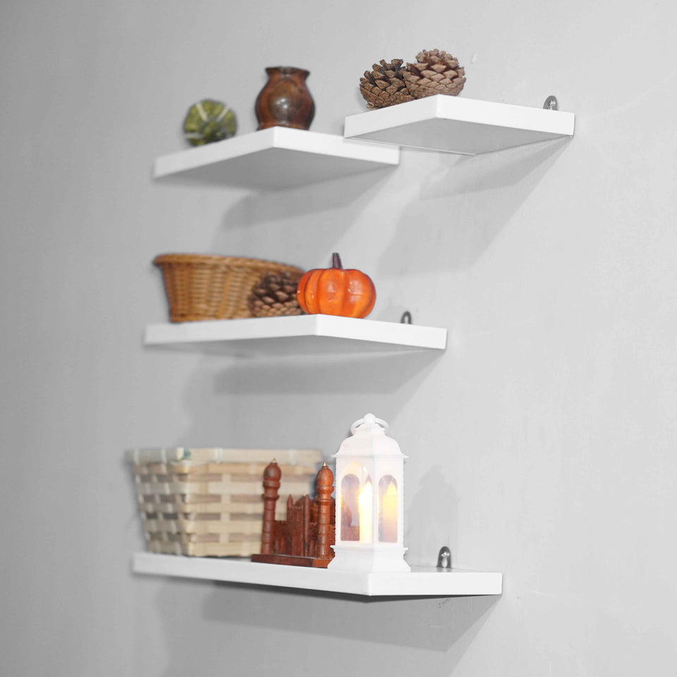 Wall Mounted White & Black Floating Shelves